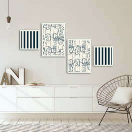 Wallity Cuadro Decorativo Enmarcado 4 Piezas Multicolor